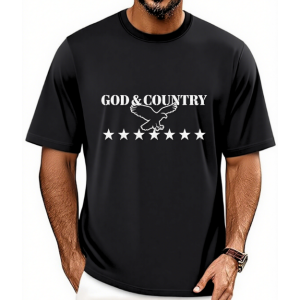 Men's God & Country Eagle Patriotic Print Short Sleeve Crew Neck Casual T-Shirt