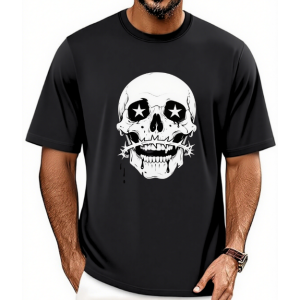 Men's Star Eye Skull Gothic Horror Graphic Street Style Casual Crew Neck T-Shirt