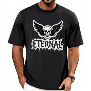 Men's Eternal Winged Skull Gothic Punk Graphic Street Style Casual Short Sleeve Tee