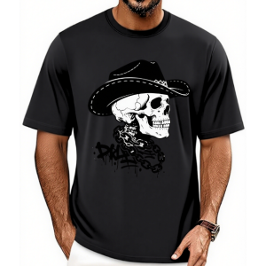 Men's Cowboy Hat Skull Western Gothic Graphic Vintage Casual Daily Wear T-Shirt