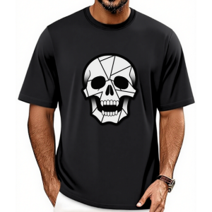 Men's Cracked Skull Gothic Horror Punk Graphic Street Style Casual Cotton Tee