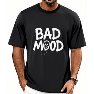 Men's Bad Mood Smiley Doodle Graffiti Print Casual Loose Fit Short Sleeve Graphic T-Shirt