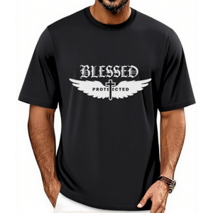Men's Blessed Wing Graphic Print Patriotic Style Soft Cotton Casual Tee Shirt