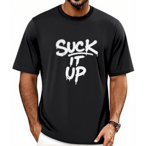 Men's Suck It Up Distressed Letter Print Retro Street Style Casual Short Sleeve Graphic Tee