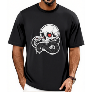 Men's Skull Snake Horror Graphic Print Gothic Street Style Casual Cotton T-Shirt